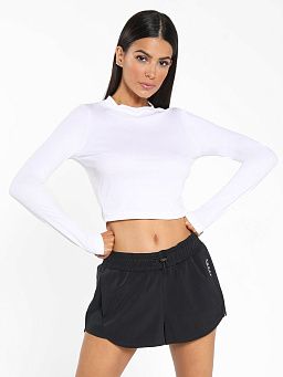 Luca Marlow Long Sleeve Crop Top - White