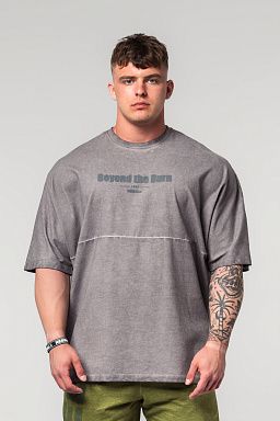 Washed-off Oversized Heavyweight Cotton T-shirt NO SHORTCUTS